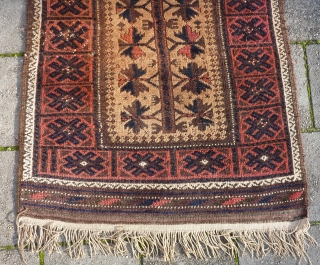 Antique Lebensbaum Baluch on camel wool ground, 171 x 81 cm., 5' 7" x 2' 7". Original and very complete. All good dyes, not washed yet.       