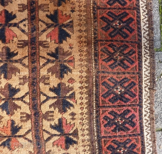 Antique Lebensbaum Baluch on camel wool ground, 171 x 81 cm., 5' 7" x 2' 7". Original and very complete. All good dyes, not washed yet.       