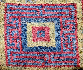 Warp Faced Back Tibetan Pile Carpet  (TC02)
33”  x  36”	 

Warp-faced back carpet from the Wangden Valley of central Tibet.
Yak hair warp with wool pile mat with natural dye and  ...