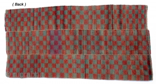 Tsukdruk Red & Green Checkered Khaden (TC01) 
31 1/2” x 63 1/4” 
Cut-pile checkered tsukdruk Khaden (sleeping size) Carpet 
3 panels of red & green checked design.
Condition: Well used but solid condition.  ...