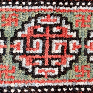 Warp Faced Back Tibetan Carpet  (TC07)

33”  x  66”   
Warp-faced back carpet, “Wangden” - Central Tibet.
Yak hair warp with wool pile Khaden and fringe borders.
Traditionally these were made  ...