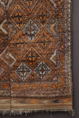 Taimani two piece sleeping rug Central Afghanistan, probably Ghor province Circa 1930. Goat hair and wool warps, goat hair over binding to selvage. Orange synthetic dye, otherwise all natural dyes as well  ...