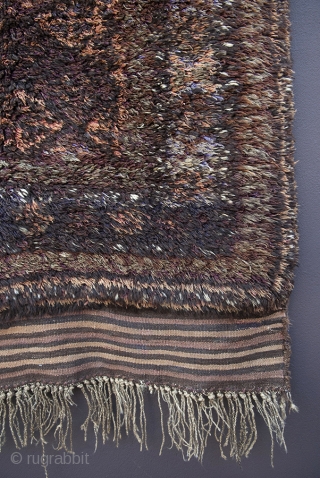 Taimani, first quarter 20th century.

No other rug in this group of two piece "bedding rugs" from Afghanistan comes close in sheer volume of wool used. The long soft pile is so closely  ...