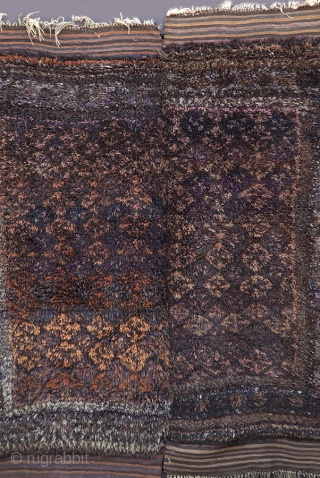 Taimani, first quarter 20th century.

No other rug in this group of two piece "bedding rugs" from Afghanistan comes close in sheer volume of wool used. The long soft pile is so closely  ...