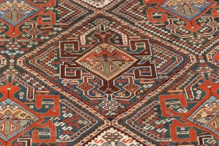 Qashqai rug 5'3" x 8'6" with wonderful color and a spectacular drawing.  19th century - excellent condition.               