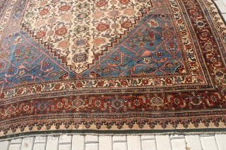 Bidjar (Bijar) rug 10'x15' with anchor medallion and lappet border.  Wool on wool.  Very good condition with short pile and floppy handle.  Some restorations but excellent quality.   