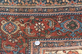 Bidjar (Bijar) rug 10'x15' with anchor medallion and lappet border.  Wool on wool.  Very good condition with short pile and floppy handle.  Some restorations but excellent quality.   