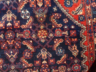 This estate-bought Malayer (circa 1900) had so much dirt in it you could have planted a garden on top.  Fortunately, the rug cleaned up nicely and is in surprisingly good condition.  ...