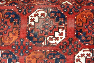 6'10"x8'7"  Ersari main carpet.Good color, original selvages, some wear and end reduction.                    