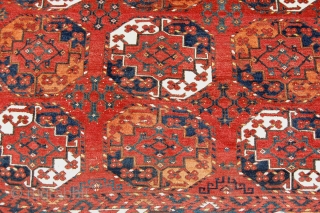 6'10"x8'7"  Ersari main carpet.Good color, original selvages, some wear and end reduction.                    