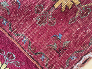 1’5” X 2’5” Pair of connected Kirshehir bag fronts. All natural dye, recently cleaned, $400.00 including postage anywhere in the US. (#13854)
Please email office@mannrugs.com         