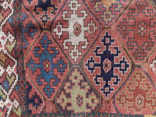 4’3” X 7’5” Kurdish? Shah Savan? Likely NW. Iran. No off-set knotting, amazing color, total wreck – once a great rug – but now only fit for the wall or as a  ...