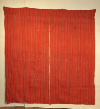 Textile used as cape for a life size Saint - San Jorge in this case   Bought from village priest after devastating earthquake in Guatemala, February 1976.  Priest sold items  ...