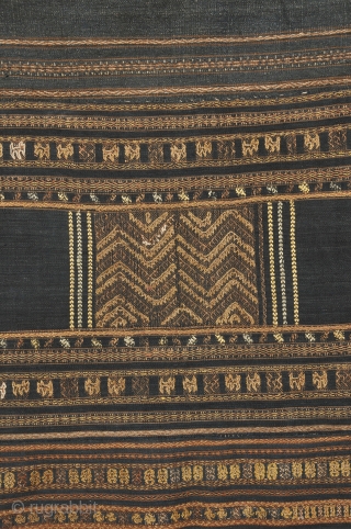 Ha Li People, Hainan Island , Sputh China.  Skirt with silk brocade and embroidery on indigo ground .

Collected in Thailand 1995.  This unopened tube skirt measures 26 x 64 inches  ...
