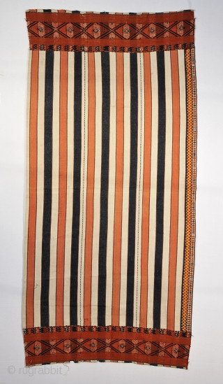 Kachin opened tube skirt - Myanmar (Burma)  Collected in 1990 in Burma
Cotton striped cloth with wool and cotton brocading  Circa 1950-1960.
Very good condition - vibrant colors

29 x 60 inches (77  ...