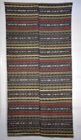 Perraje - Totonicapan , Guatemala.  Very fine 2 piece backstrap woven piece hand joined in middle
Cotton - including naturally occurring brown cotton, and yellow and se foam green natural dyed cotton  ...