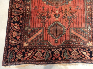 #7580 Fereghan Sarouk

This circa 1910 Fereghan Sarouk measures 3’6” x 5’0” (109 x 152 cm).  This Fereghan Sarouk has perfect full pile. It has a red field with a center diamond  ...