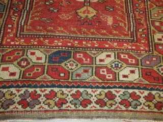 This circa 1875 Melas Turkish Prayer Oriental rug #8158 measures 3’2” X 3’10”. The condition of this rug is ‘as is’. Good for it’s age.  In the center of the prayer  ...