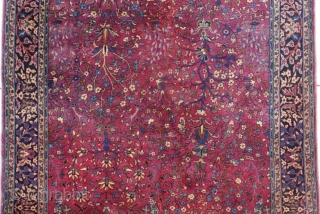 #7549 Antique Sarouk Persian Oriental Rug 6’11” X 14’3″
This circa 1910 antique Sarouk Oriental Rug measures 6’11” X 14’3” (216 x 435 cm). This beautiful deep mahogany red Sarouk is 99.5% full  ...