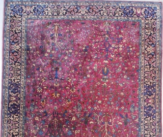 #7549 Antique Sarouk Persian Oriental Rug 6’11” X 14’3″
This circa 1910 antique Sarouk Oriental Rug measures 6’11” X 14’3” (216 x 435 cm). This beautiful deep mahogany red Sarouk is 99.5% full  ...