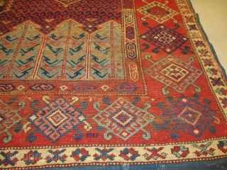 This circa 1775-1800 Yuncu rug #7891 measures 6’0” X 7’8”. It is a very rare type of rug from the same area of Turkey as Bergama. There weren’t many made but those  ...