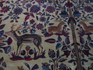 This OVERSIZED circa 1910 Laver Kerman/Yazd #8152 Oriental Carpet measures 9’8” X 17’8”. It has a one way design in a prayer motif. The ivory ground design has a tree of life  ...