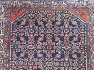 Antique Endjelas/Enjelas rug, 6.4 x 4.6ft. circa 1900,  from  Simin-e Abaru, a village with flat stone houses, south of Hamadan. Enjelas rugs are generally considered mere utility rugs. Hence, the  ...