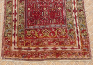 Antique Kirshehir prayer rug, central Anatolian, 192 cm. x 136 cm. Typical ethereal, light blue ground colour. The pink, however, is probably synthetic, which is often the case in rugs of this  ...