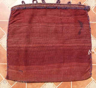 Afshar Sumac bag, 78 cm x 72 cm. A-symetrically woven, original selvages (no reduced borders) Good colours with a nice bottle green. RESERVED          