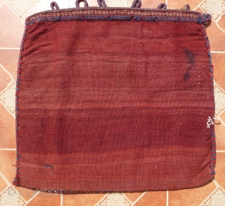 Afshar Sumac bag, 78 cm x 72 cm. A-symetrically woven, original selvages (no reduced borders) Good colours with a nice bottle green. RESERVED          