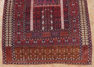 Saryk Ensi with cotton highlights, 4 ft x 5.4ft (122 x 165 cm) around 1900                  