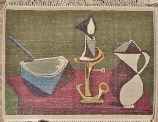 Pablo Picasso, Enamel pan,64 x 58 cm. 1945 Cubist period. Fine Handwoven period reproduction, mid 20 th. century
               