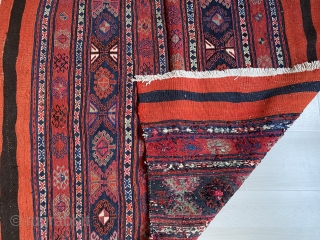 Early 20th Century Caucasus sumak mafrash panel. 114 x 120 cm / 3.74 x 3.93 ft. Excellent condition. Bedding bag kilim. Beshik fragment.          