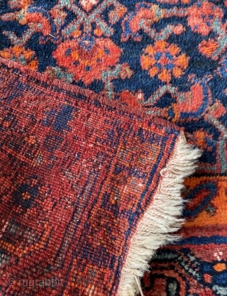 Antique Mahabad rug from Persia. 19th Century. Wool on wool. Beautiful and elegant piece. A repair needed at one end. Full pile, very heavy. 138 x 358 cm. Available. Contact: rohat_berk_kartal@hotmail.com  
