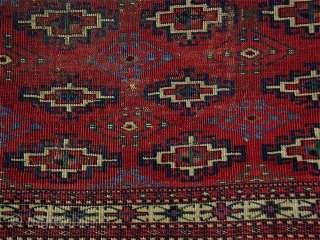 Rare Turkmen Chuval with Memling Guls,  extremely finely woven with Persian knots
open right, areas of red wefting, wonderful colors including a rare maroon and light blue. In all my years
I have  ...