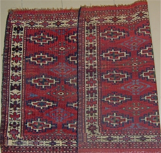 Rare Turkmen Chuval with Memling Guls,  extremely finely woven with Persian knots
open right, areas of red wefting, wonderful colors including a rare maroon and light blue. In all my years
I have  ...