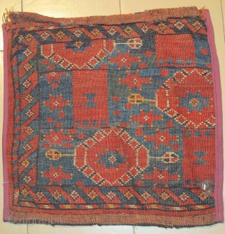 Fragment from an unusual Ersari Jollar, needs a good bath, 19th. century,19'' X 19''(48 X 48cm)                 