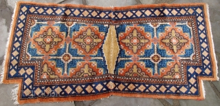 Gansu Saddle Cover, late 19th. early 20th. century, mint condition, please note minor areas of glue on back (probably removable) 50" X 24"(122 X 61cm)        