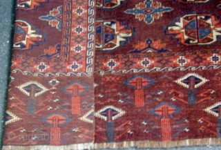 Early Yomud Chuval with monumental skirt, 45'' X 32''.                        