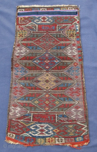 Dated rare Western Anatolian Yastik, mint condition, original side selvedges, remnants of kelim on both ends, early 19th. century, 2'5" X 1'3"[74 X 38cm],
Pictured in Morehouse, #37.      