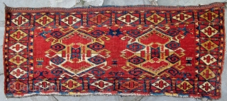 Rare Uzbek trapping, 19th. century, wonderful early colors, excellent condition, 46" X 19"[117 X 48cm]                  