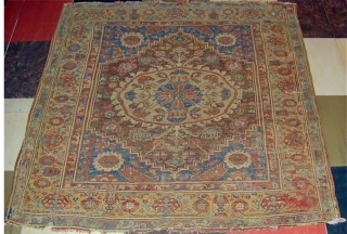 Kula of the 18th. century, similar to rugs found in Transylvanian churches, very acceptable condition, 
52" X 50"[132 X 127cm]             