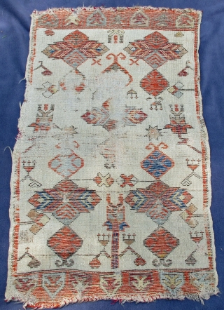 Ancient Yastik showing designs of archaic Turkmen jewelry,
early natural beautiful dyes, 34" X 25"[87 X 62cm]                 