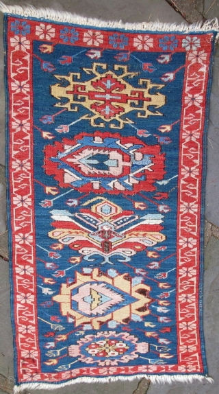 Miniature Sumak Seichour Vaghireh with wonderful natural colors, 19th. century, mint condition, 33" X 18"[84 X 46cm]                