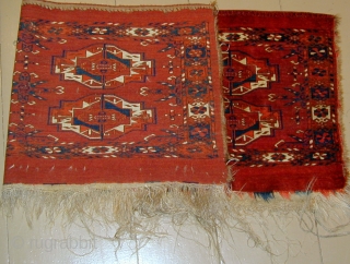 Tekke Torba with interesting tertiary elements and wonderful colors in excellent condition, 19th. century,
50'' X 18''.                 