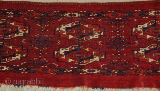 Tekke Torba with interesting tertiary elements and wonderful colors in excellent condition, 19th. century,
50'' X 18''.                 