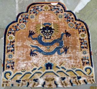 Monumental ferocious dragon throne back, Ningxia, 17th. century, 34" X 33"[86 X 84cm]                    