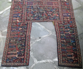 Rare and beautiful early 19th. century Horse Cover, natural colors,Azerbaidjan,70" X 50" [178 X 127cm]                  