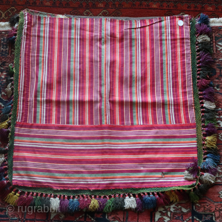 An exceptional antique needlepoint Embroidered textile made by the famous Lakai tribe of Uzbekistan circa the late 19th Century named Aina Khalita(wedding mirror bag)
It has a spectacular red-colored background making this truly  ...