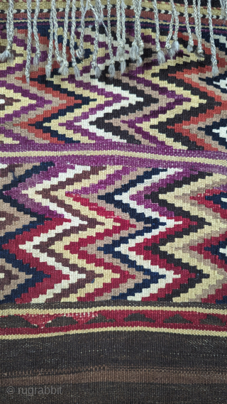  A dynamic Antique Camel wool Kurd sofra from E.Persia, circa 1920 or before, with an array of all-natural dyes, with a simple but unique design choice. Its sofra is in excellent  ...